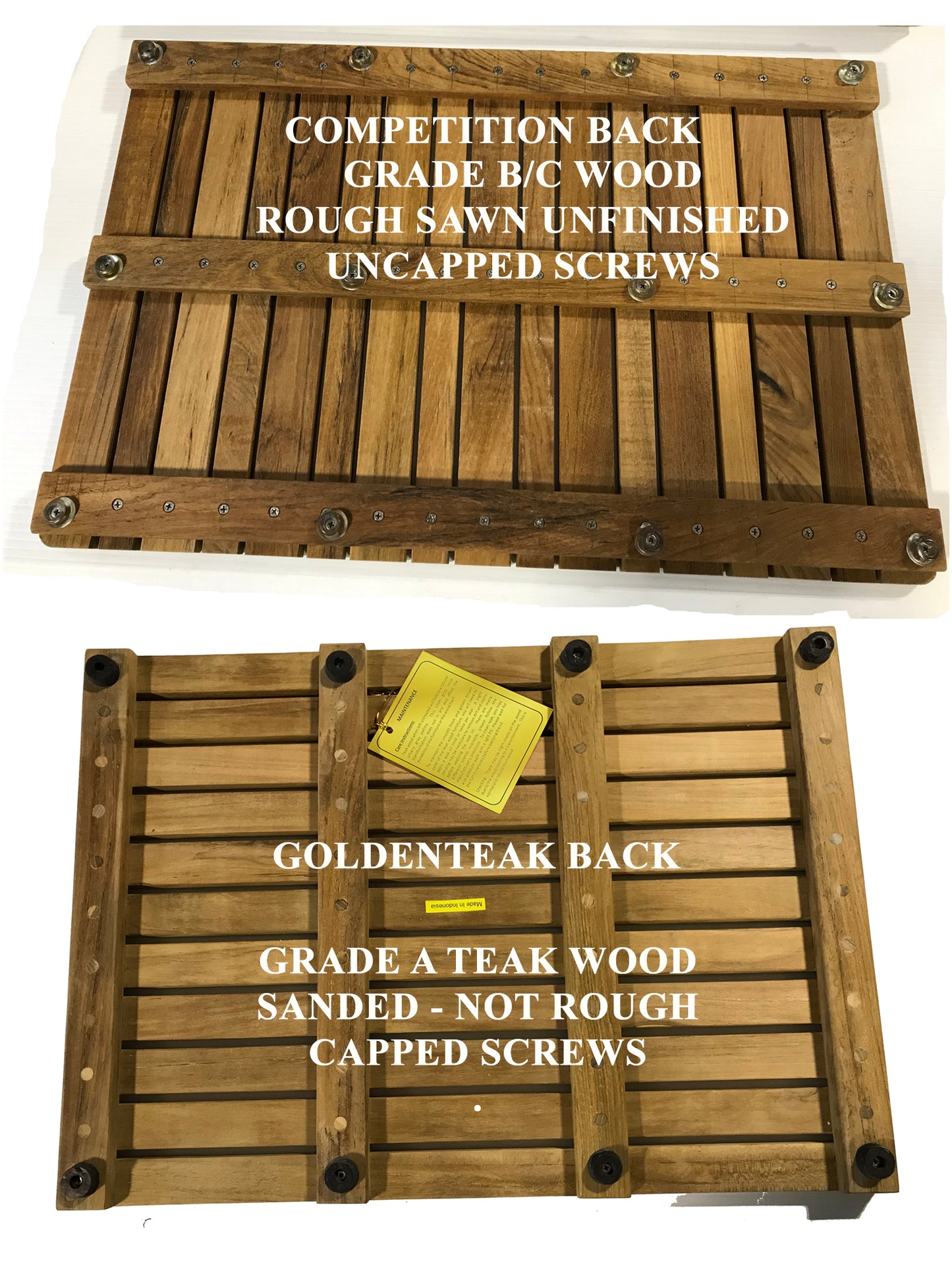 GOLDENTEAK Premium Teak Bath & Shower Mat - 25 x 18 - Non-Slip