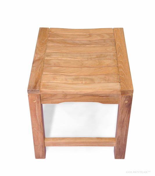 GOLDENTEAK Teak Shower Stool Rosemont - 19.5 inch - Grade A Teak, Natural Finish