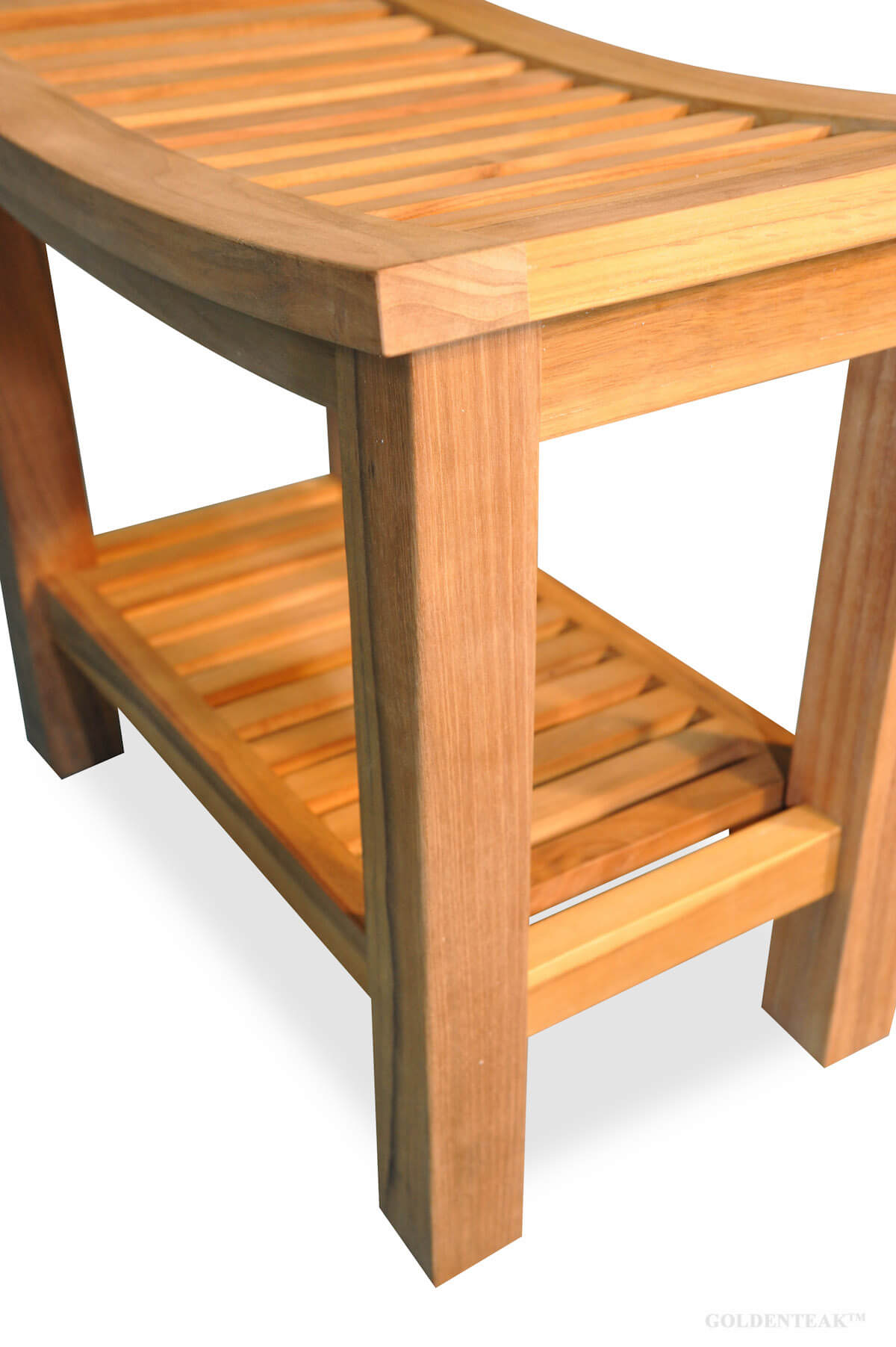 GOLDENTEAK Teak Shower Bench / Stool Regency - Grade A Teak, Natural Finish