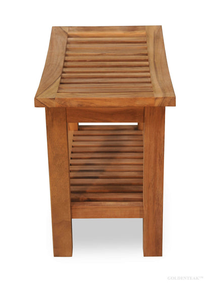 GOLDENTEAK Teak Shower Bench / Stool Regency - Grade A Teak, Natural Finish