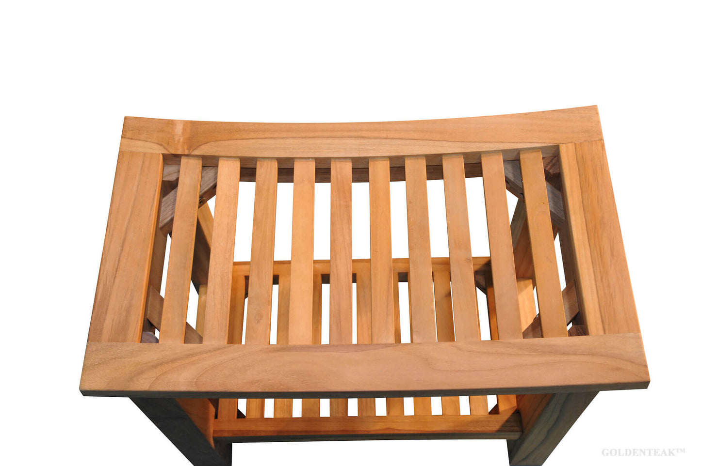 GOLDENTEAK Teak Shower Bench / Stool Regency - Grade A Teak, Natural Finish