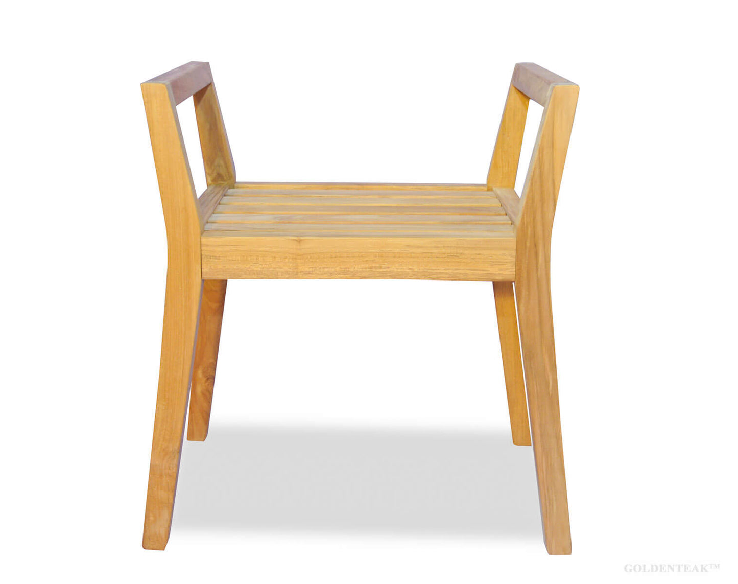 GOLDENTEAK Teak Shower Bench with Arms - - Grade A Teak Natural Finish