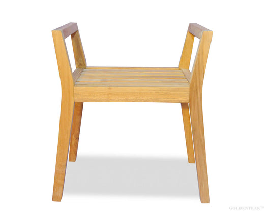 GOLDENTEAK Teak Shower Bench with Arms - - Grade A Teak Natural Finish