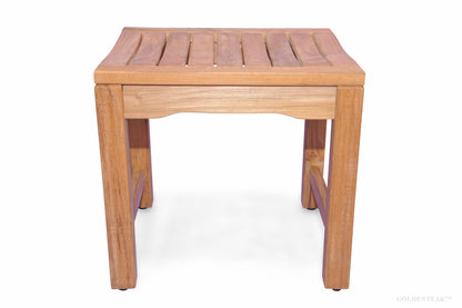 GOLDENTEAK Teak Shower Stool Rosemont - 19.5 inch - Grade A Teak, Natural Finish