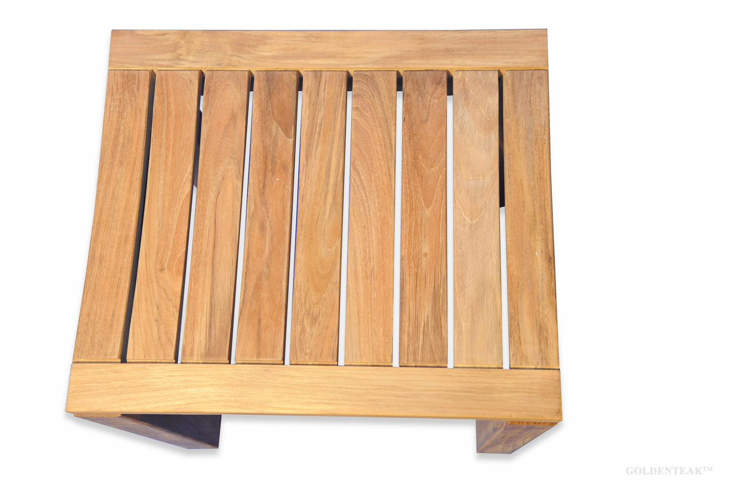 GOLDENTEAK Teak Shower Stool Rosemont - 19.5 inch - Grade A Teak, Natural Finish