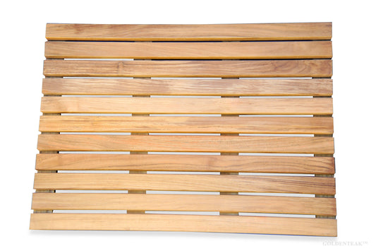 GOLDENTEAK Premium Teak Bath & Shower Mat - 25 x 18 - Non-Slip