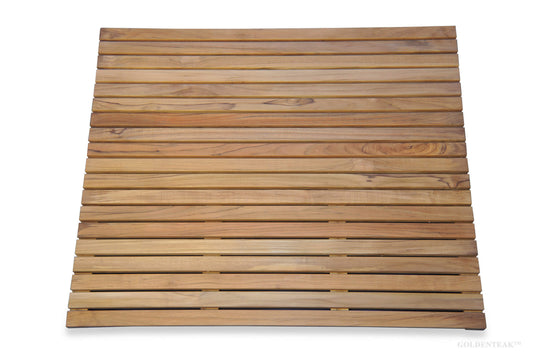 GOLDENTEAK® Premium Teak Bath & Shower Mat – 26" x 26" | Non-Slip, Spa-Grade, 1.5" High