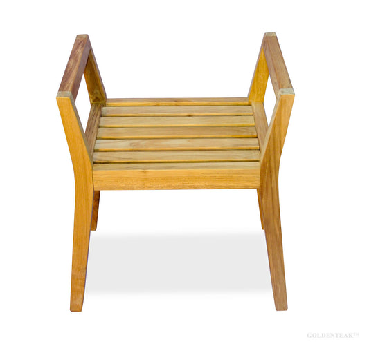 GOLDENTEAK Teak Shower Bench with Arms - - Grade A Teak Natural Finish