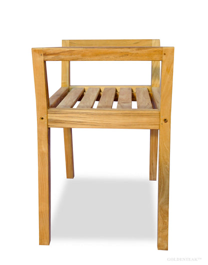 GOLDENTEAK Teak Shower Bench with Arms - - Grade A Teak Natural Finish