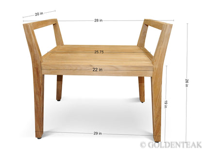 GOLDENTEAK Teak Shower Bench With Arms - Wide , ADA Compliant