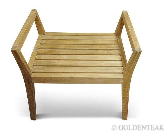 GOLDENTEAK Teak Shower Bench With Arms - Wide , ADA Compliant